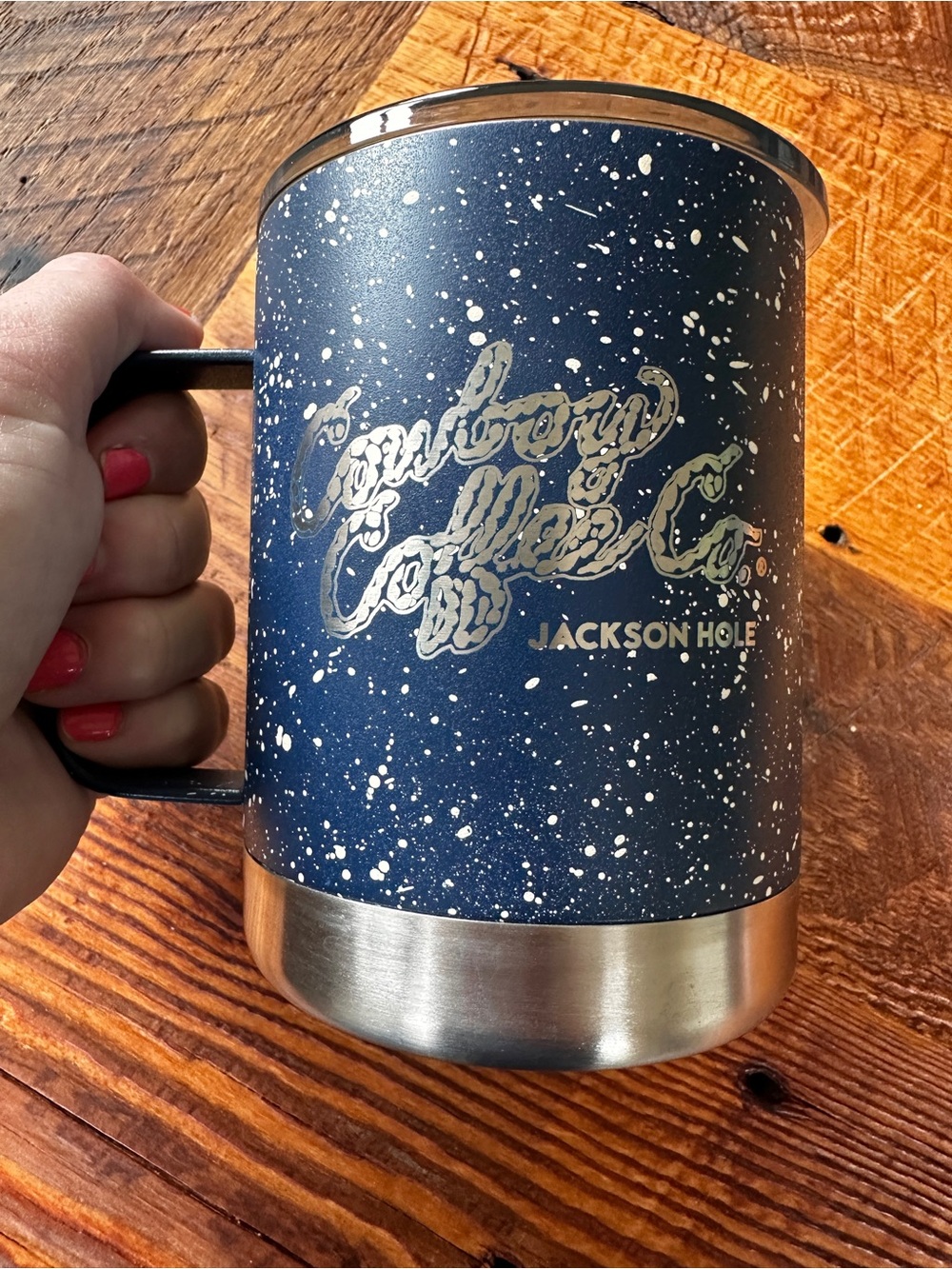 NEW Cowboy Coffee Co. Jackson Hole Speckled Navy Travel Mug - Picture 6 of 8
